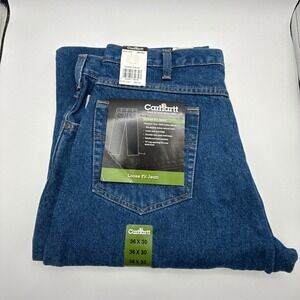 Carhartt Mens Loose Fit Jeans 36x30 Blue Denim Work‎ Pants B167 DST NWT NOS